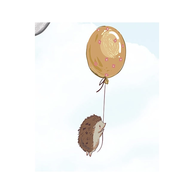 Fototapeta - zwierzątka lisek zajączek misiu wiewiórka jeżyk baloniki